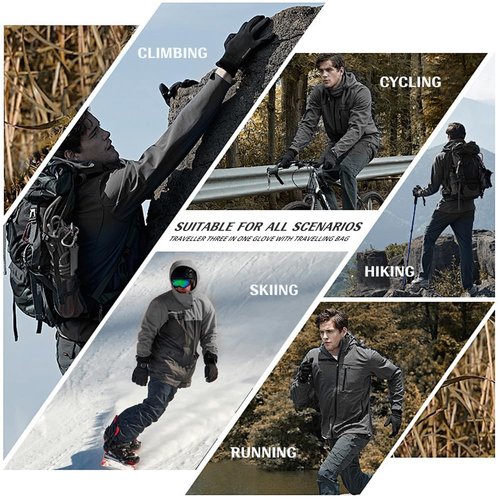 MOUNT TEC 3 in 1 Gloves,Breathable,Touchscreen,Windproof,Waterproof for Climbing,Skiing,Camping,ice Fishing,Multi-Purpose Gloves Outdoor Sports(Bk/Gr,XS)
