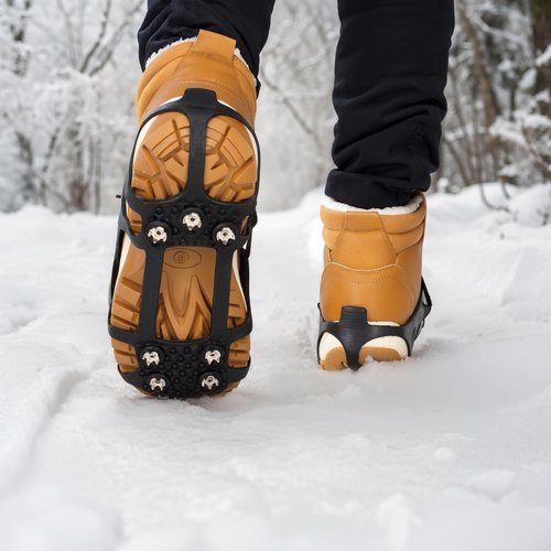UNITACKLE Ice Cleats for Shoes and Boots, Anti Slip Crampons with 9 Steel Gripper Spike, Portable Ice Snow Traction Cleats Grippers for Snow Ice
