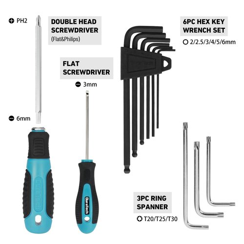 DURATECH Bike Repair Kit, 40PC Bicycle Tool Kit with Carry Case, Bike Accessories for Repairing Tyres, Brakes, Chains, Pedal, Mountain Bike & Road Bike Maintenance, Great Gift for Men, Women