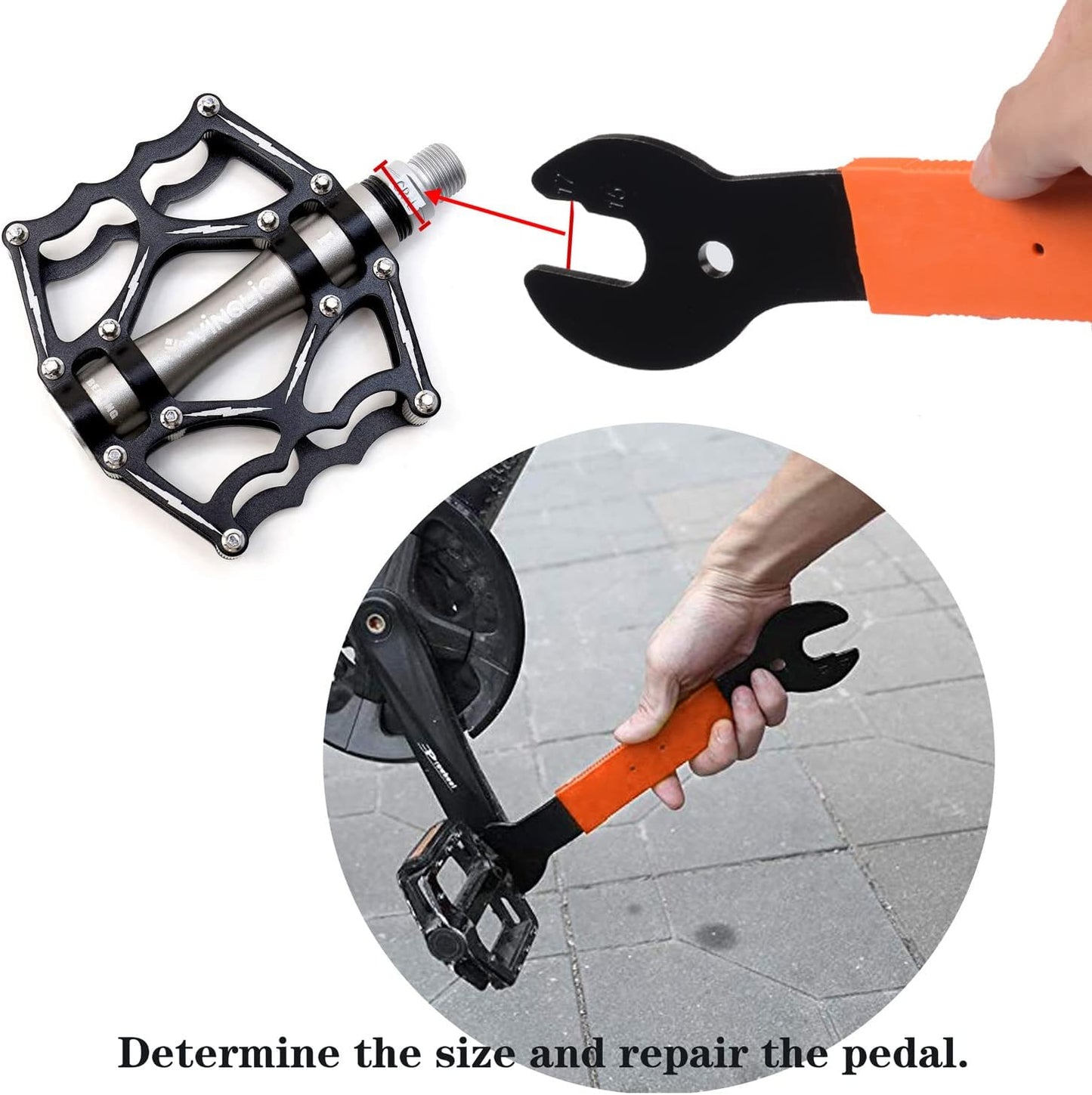 Pedal Wrench Double Sided Bicycle Pedals Removal 15/16/17mm Bikes Spanner Home Mechanic Kit Tool Comfortable Grip Cycling Crank for Biking Maintenance Repair