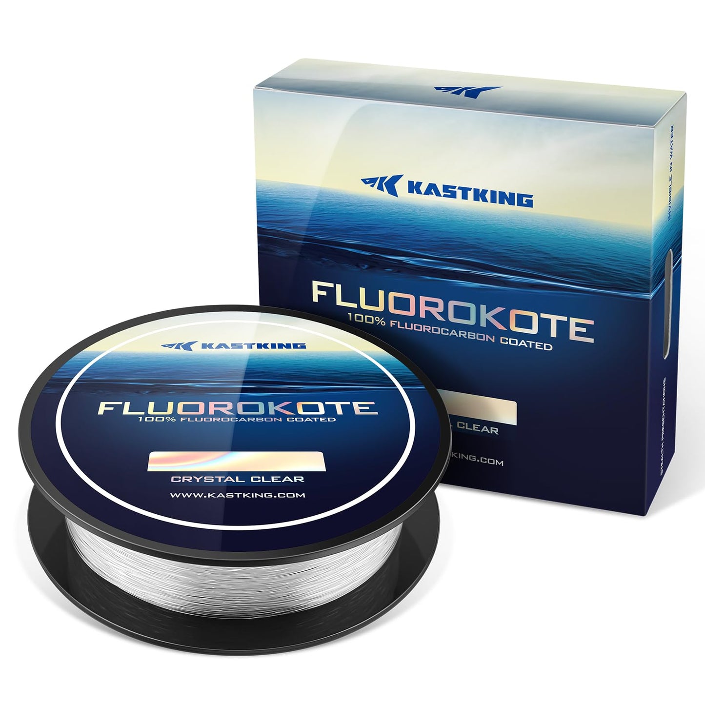 KastKing Fluorokote 100% Fluorocarbon Coated Fishing Line, Fluorocarbon Leader, Extreme Clarity,Fast Sinking,Shock Resistant, High Abrasion Resistance