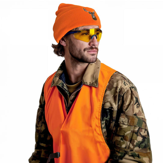 Klarny Outdoors Blaze Camo Orange Hunting Vest with Buckle - High-Visibility Ultra-Quiet | Waterproof Deer & Bow Hunting Gear Game Vest, Size XL