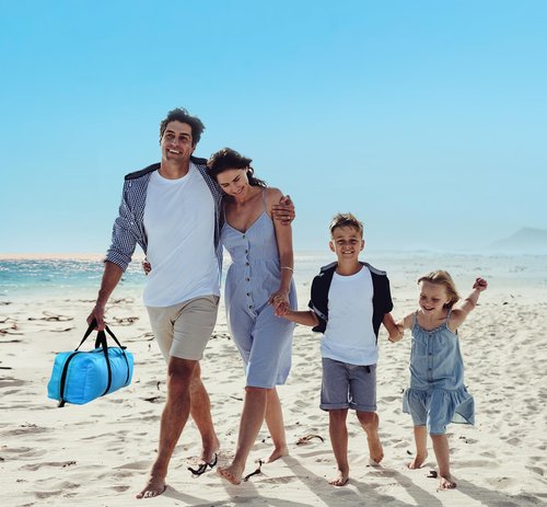 Calen Beach Tent,Beach Canopy Shade Tent with UPF 50+UV Protection for 3-4 Person, Waterproof Portable Easy Setup Beach Sun Shelter Tent for Outdoor Adventures, Camping, and Picnics with Carrying Bag