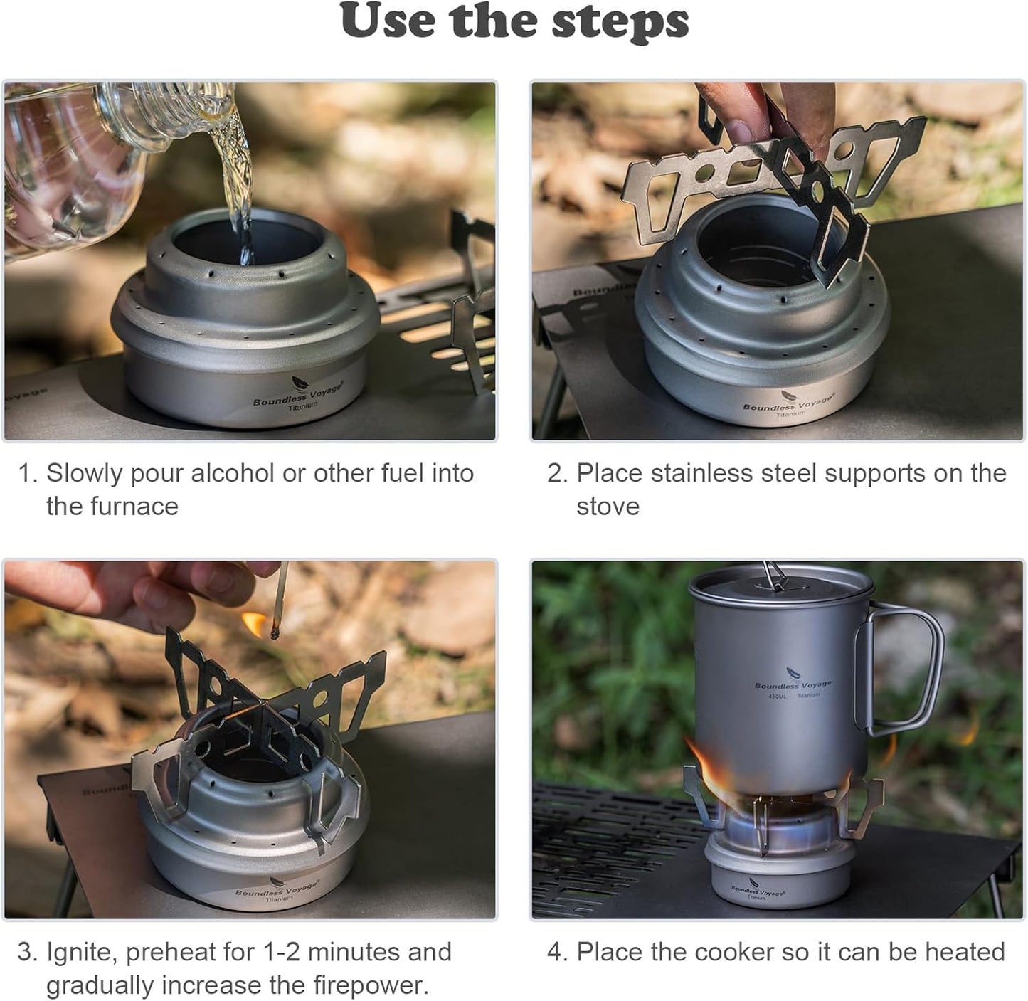 iBasingo Ultralight Titanium Camping Alcohol Stove 60ml Portable Mini Spirit Burner with Stand Compact Backpacking Stove for Outdoor Cooking, Hiking, Picnics & Survival Gear Ti2001C