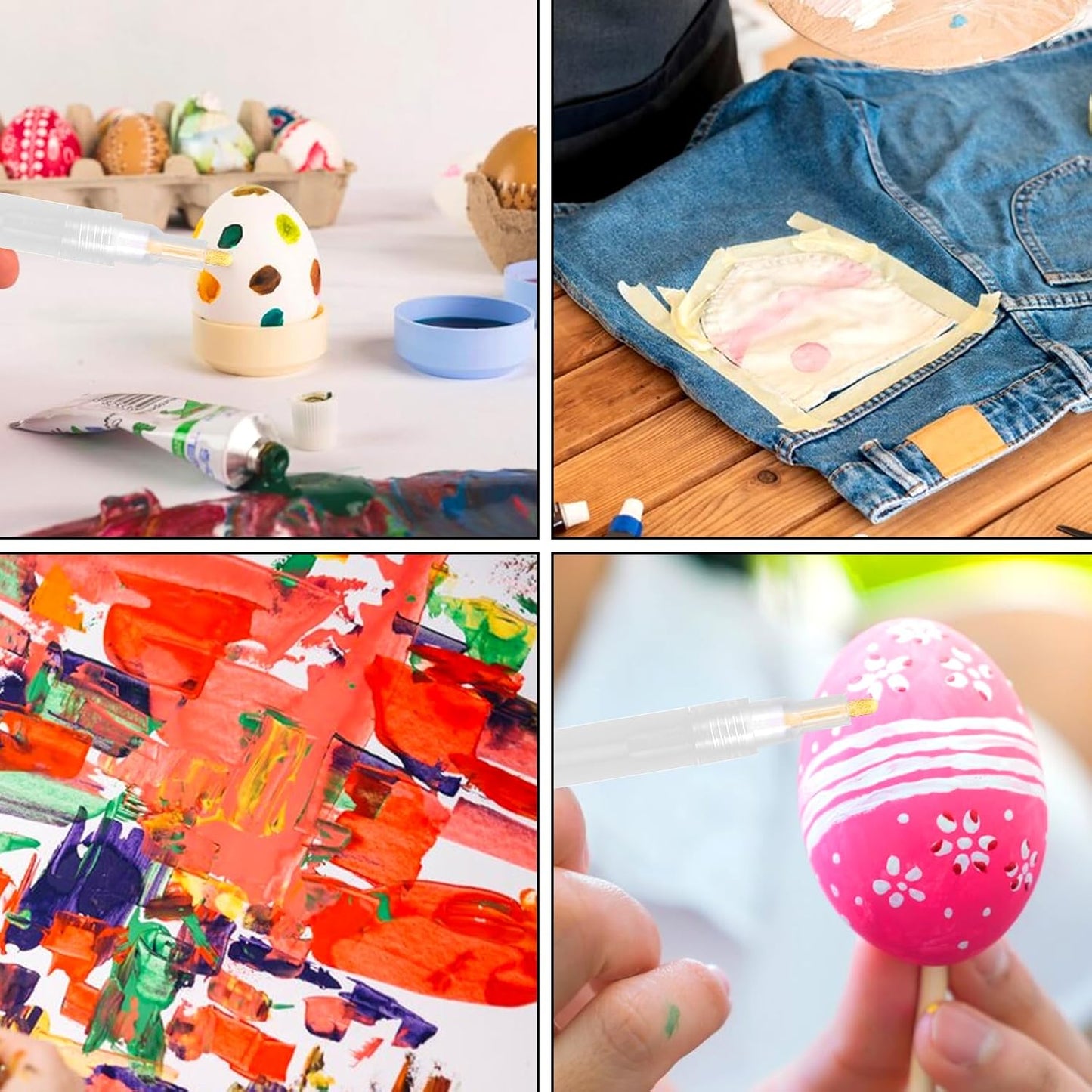 Acrylic Paint Markers,6 Pcs Empty Markers, Fillable Paint Touch Up Pen, Round Tilted Flat Head Refillable Paints Marker for Touch Up Graffiti Paper Drawing