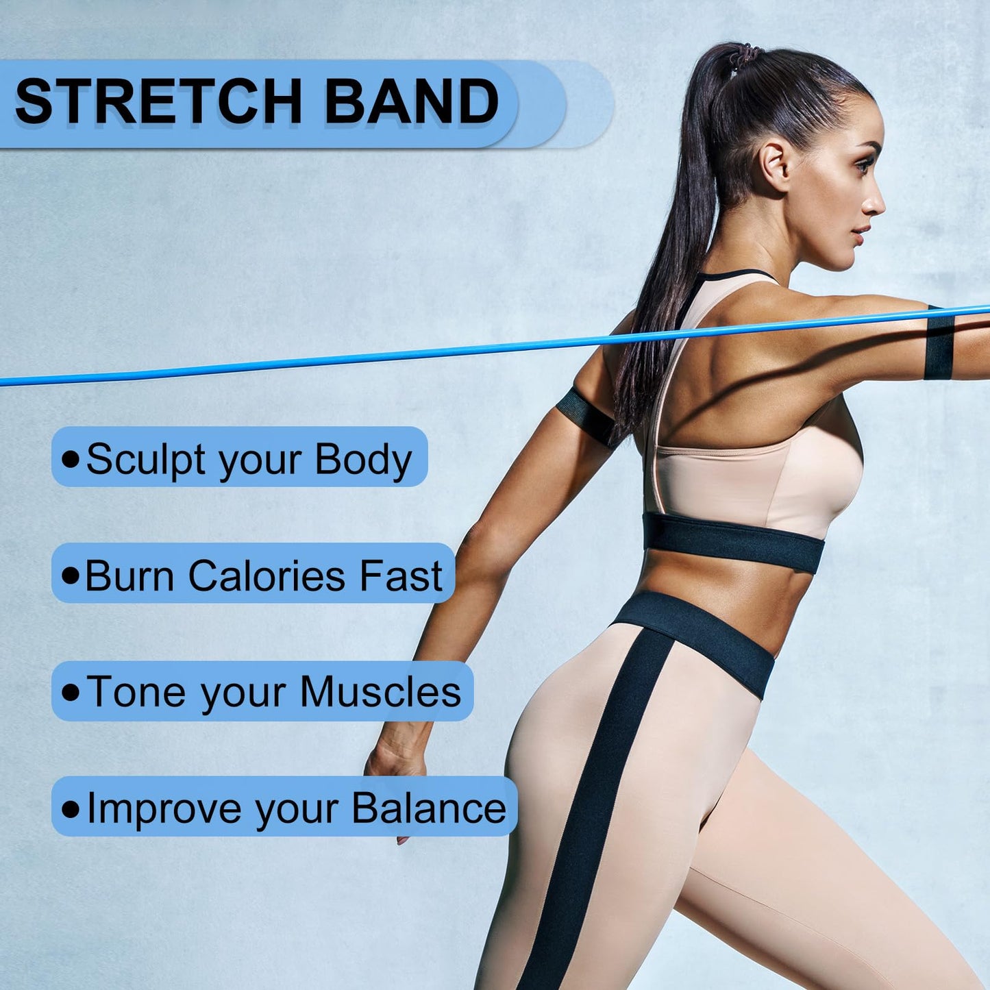 PATIKIL 25Lbs Resistance Bands, Single Exercise Bands with Foam Handles Working Out Stretch Bands for Home Workouts Gym Physical Fitness Yoga, Blue
