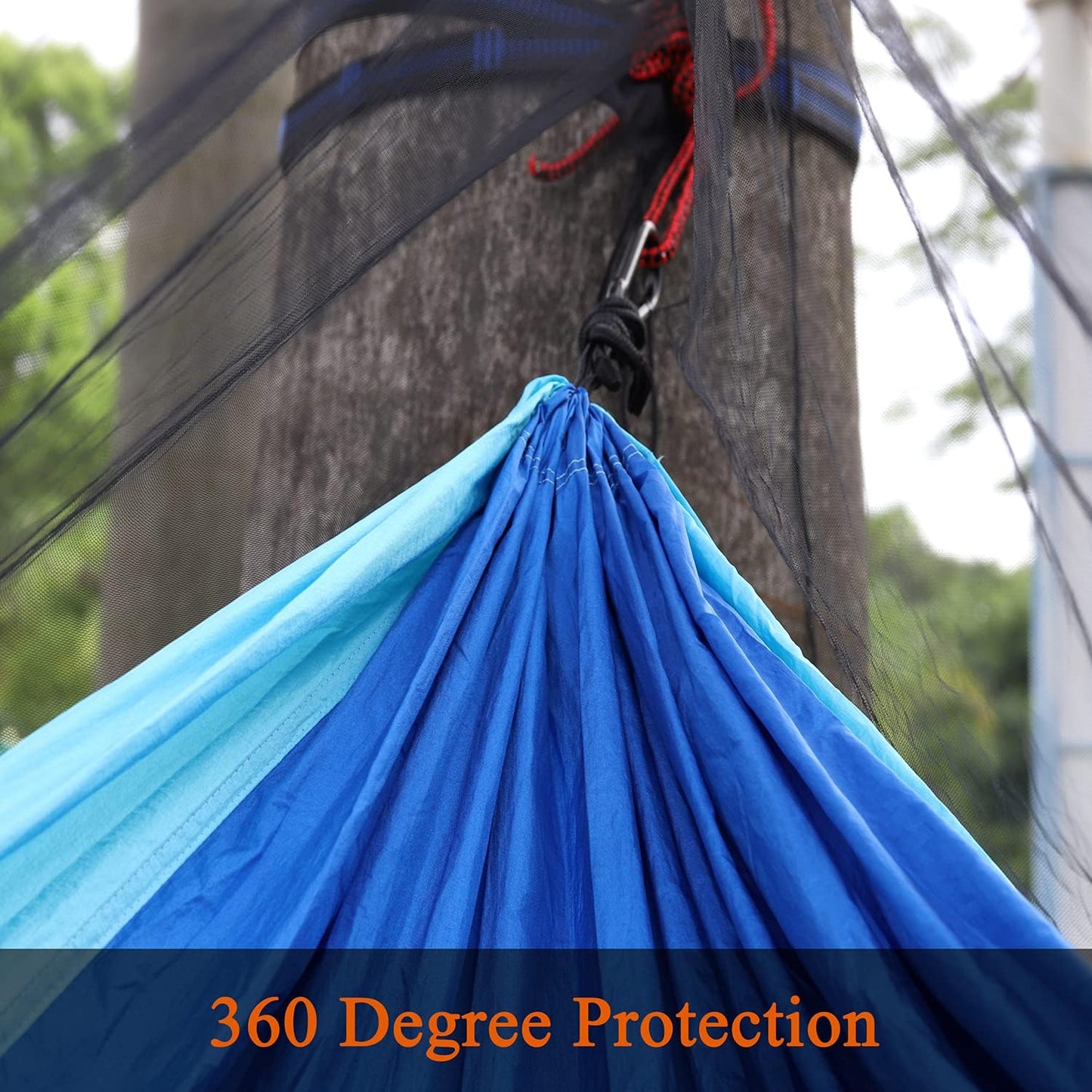 ALUCKY Hammock Net Camping Mosquito Net, No See Ums & Repels Insect, Polyester Netting for 360 Degree Protection, Double Sided Zipper for Easy Access Fits for All Camping Hammocks(Black)