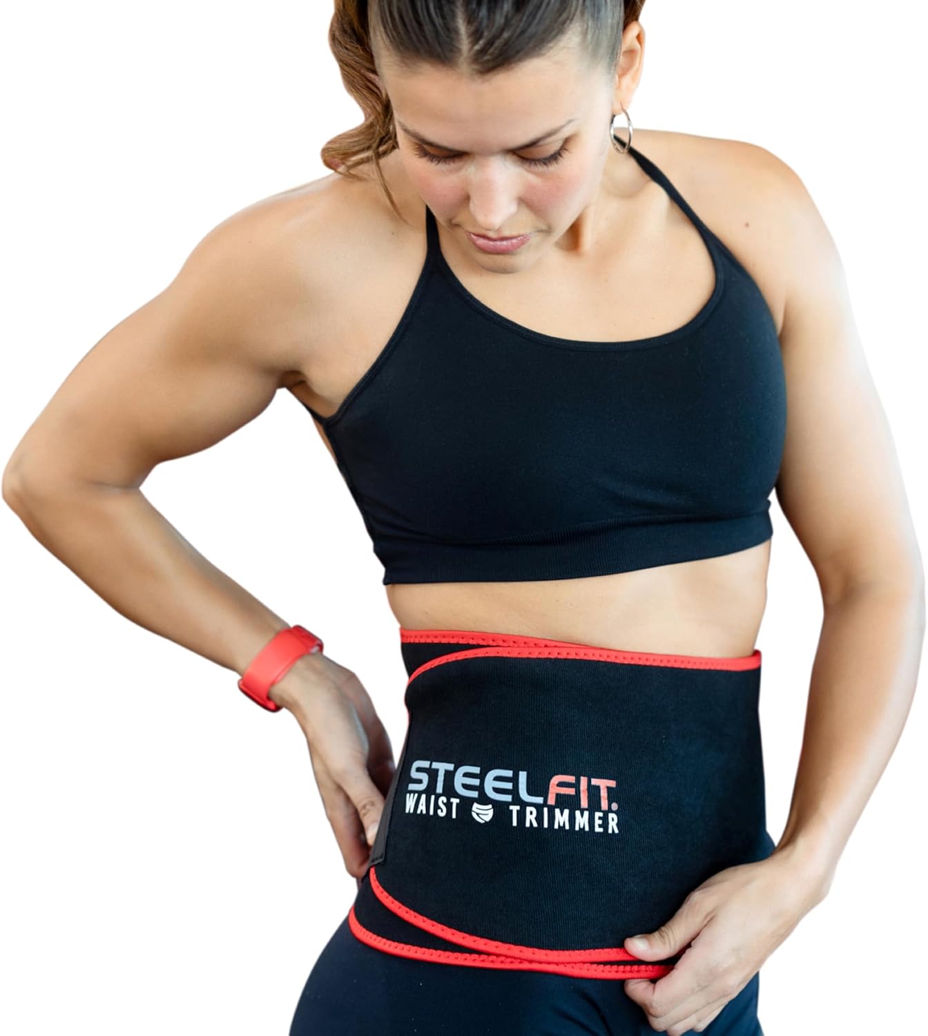 SteelFit Waist Trimmer Belt for Women & Men - Moisture-Resistant Neoprene Waist Trainer - Adjustable Sweat Band Shaper for Stomach & Belly Fat - Fitness, Gym & Exercise Accessories for Working Out