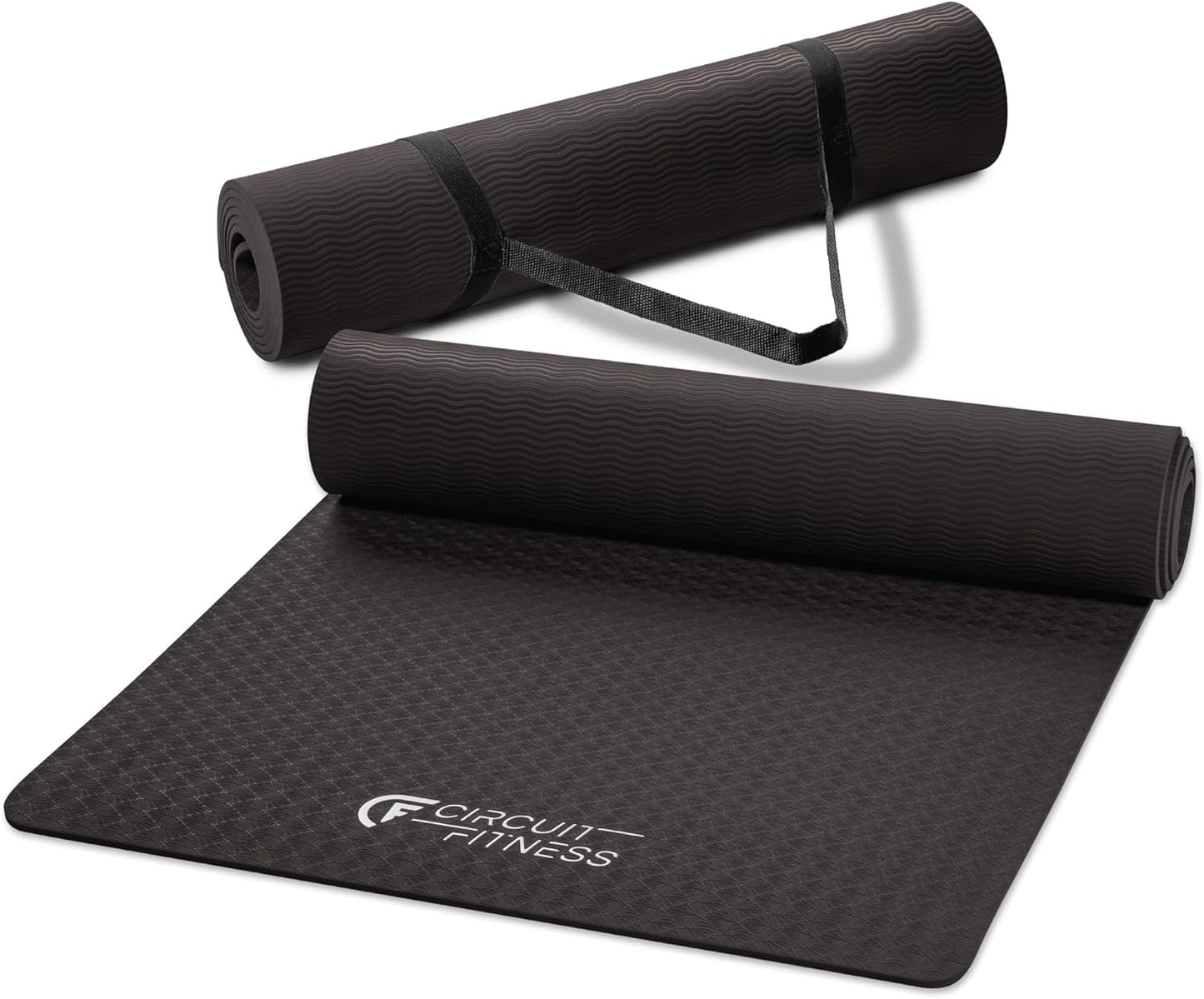 Circuit Fitness by Marcy Non-Slip Multi-Purpose Exercise Yoga Mats with Carrying Strap Multi-Thickness, Multi-Color Options