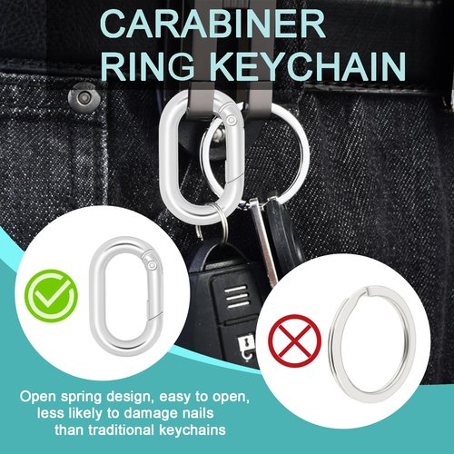 CooBigo 10Pack Round Carabiner Clips + 10Pack Oval Carabiner Clip for Car Key Purse Strap Paracord Lanyard