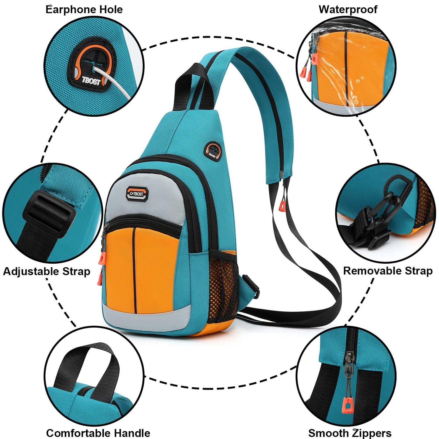 Semikk Small Sling Bag Crossbody Backpack for Men Women Sling Backpack Hiking Daypack Multipurpose Cross Body Chest Bag, Middle Line-Black
