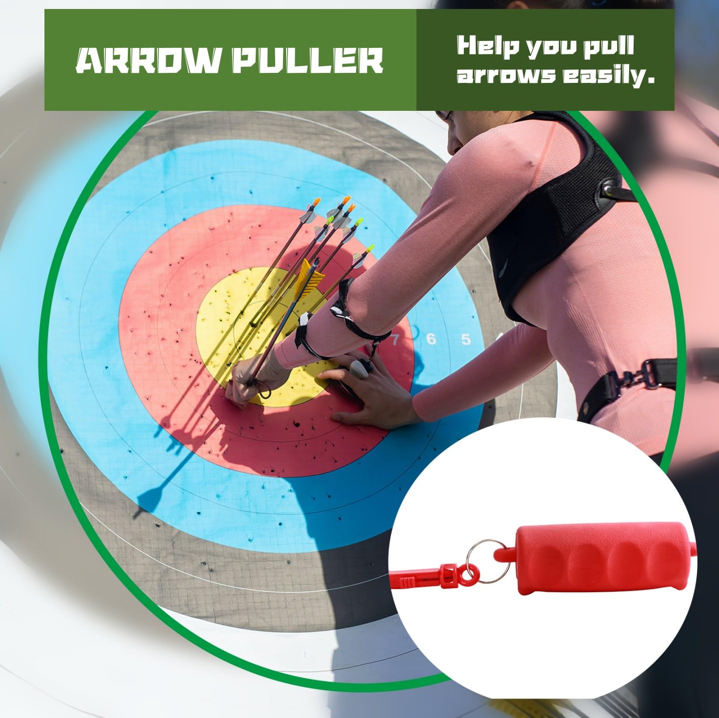 FENJANER 4Pcs Archery Accessories Set - Leather Archery Arm Guard | 3-Finger Archery Gloves | Back Arrow Quiver | Arrow Puller Target Remover - Complete Archery Protective Gear Bundle