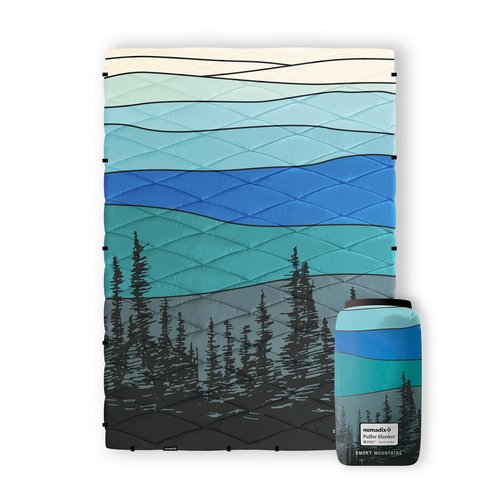 Nomadix Smoky Mountains Puffer Blanket – Water-Resistant, Eco-Friendly Insulated Blanket with Snaps for Camping, Beach, and Travel, Made from Recycled Materials