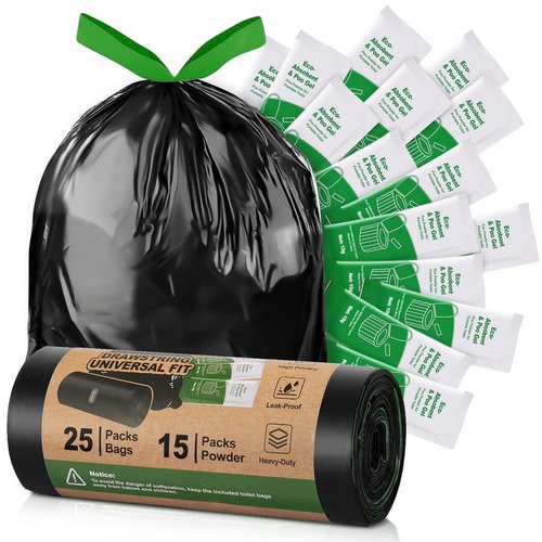Camping Toilet Bags Poo Gel Set, 25 Count Portable Toilet Bags with 15 Count Camping Toilet Gel, 8 Gallon Composting Toilet Bags Poo Gel for Portable Toilet Camping Outdoor Hiking