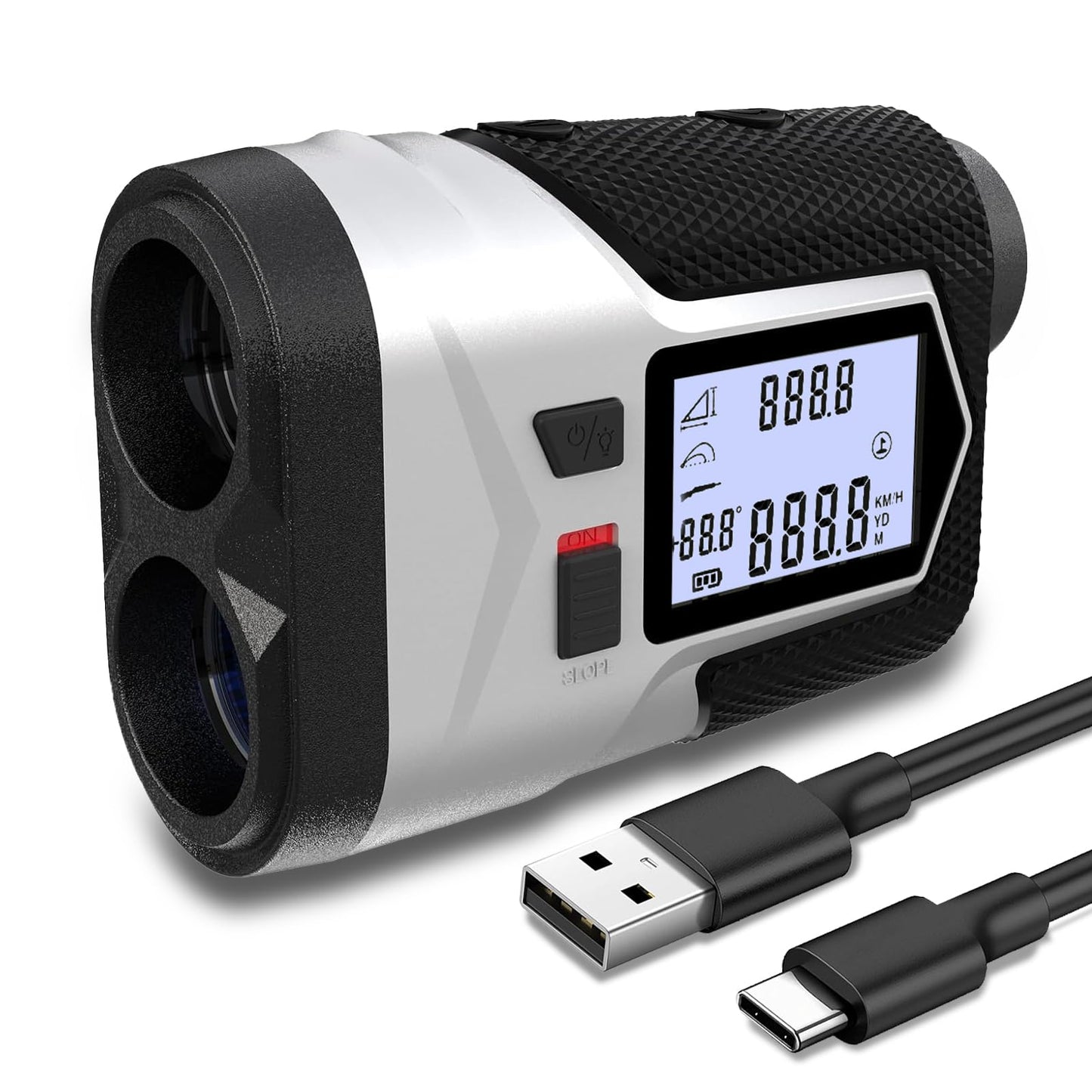 Golf Rangefinder 1200Yds – Rechargeable Laser Distance Finder with Flag Lock, Slope Mode, Side LCD, 6X Magnification, USB-C, for Yardage & Club Selection