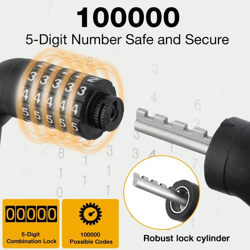 E Scooter Lock，Bike Lock 5-Digit Combination Lock 4 Feet Bike Locks Cable Heavy Duty Anti Theft Cable Locks with Mounting Bracket for Xiaomi M365/Max/GXL/Ninebot/Segway Scooter/Moto/Bicycle