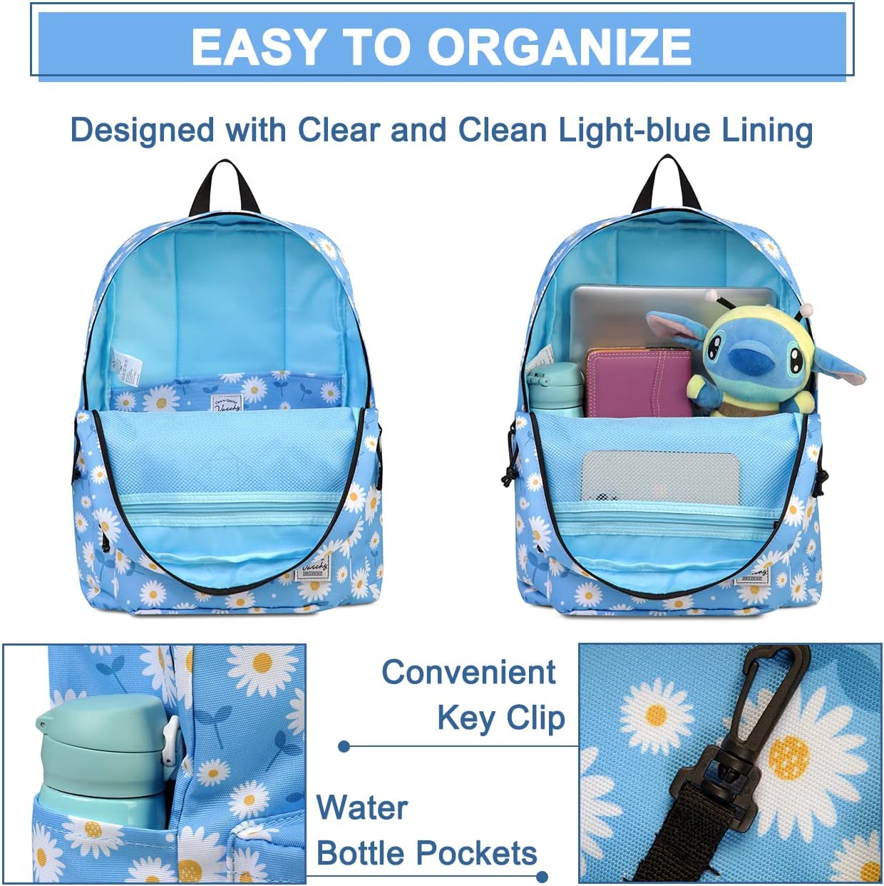 VASCHY Backpacks Handbags, Lavender, M