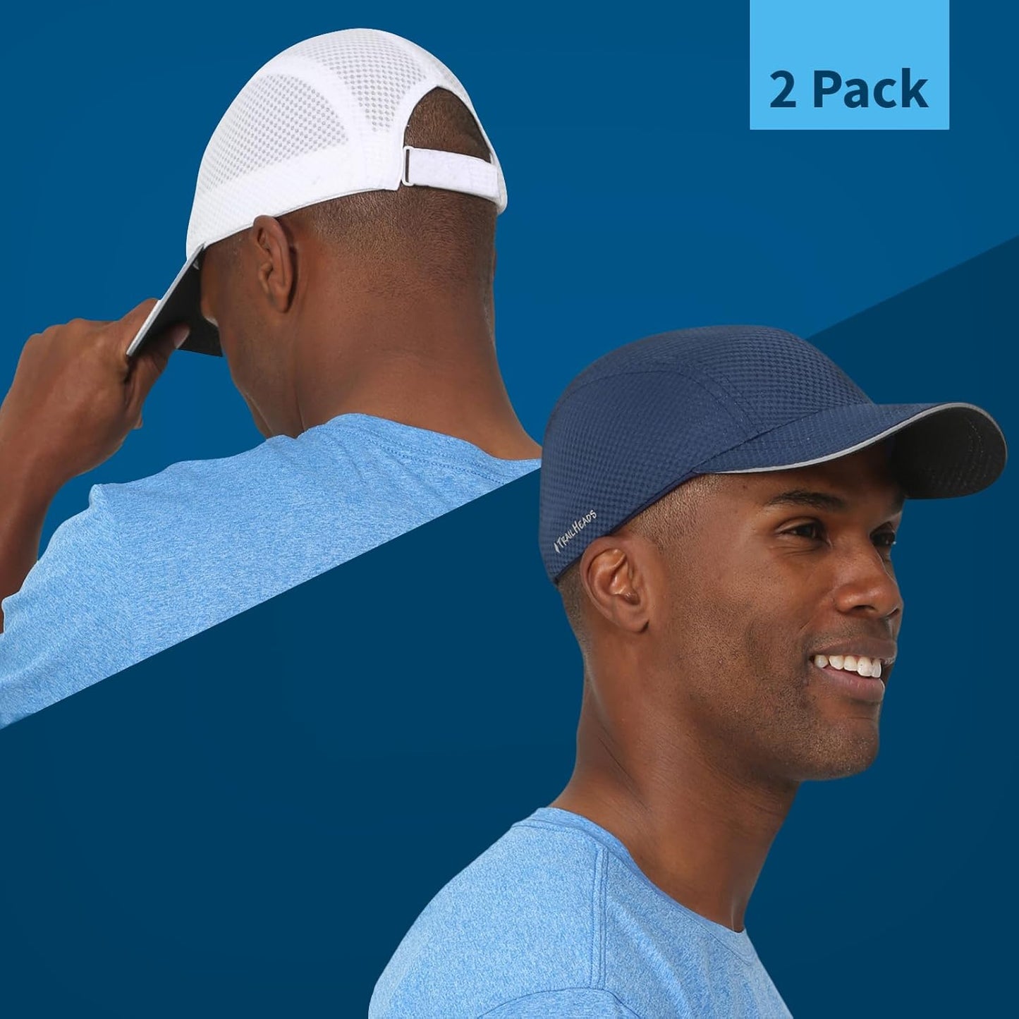 TrailHeads Performance Mens Running Hat - Lightweight, Quick Dry Workout Hats for Men - Athletic Sports Cap for Tennis, Gym