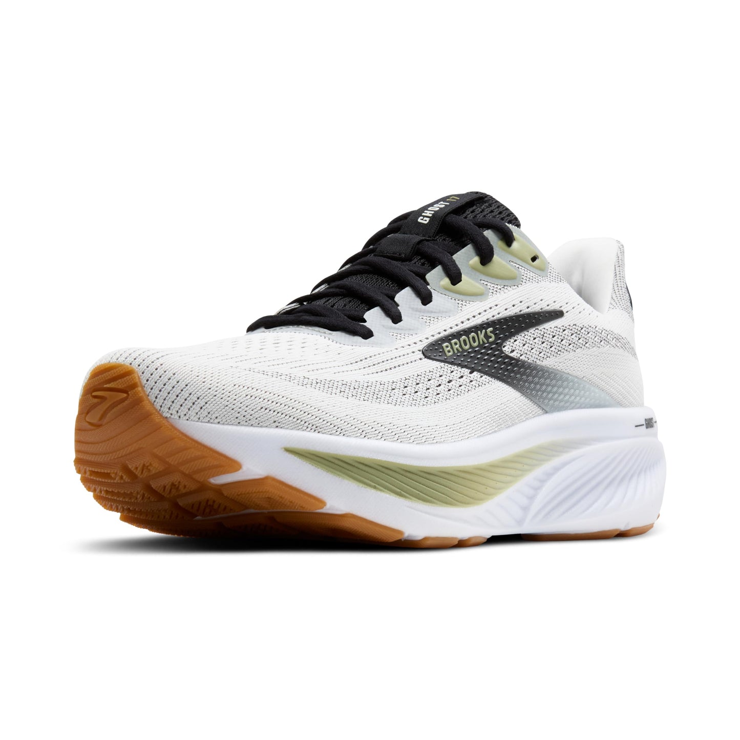 Brooks Men’s Ghost 17 Neutral Running Shoe - White/Black/Tea - 11.5 Medium