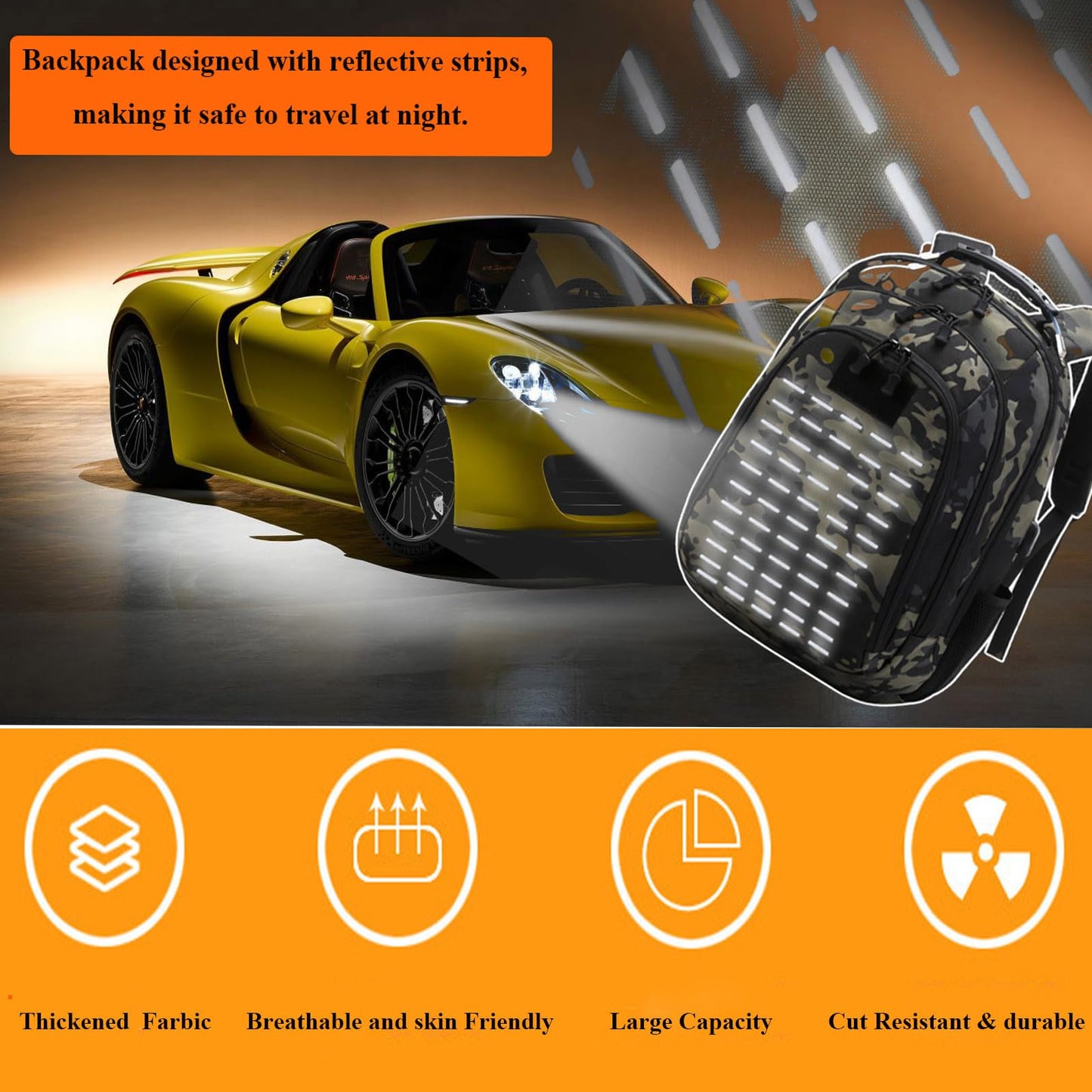 inchzx 40L Tactical Backpack Molle Backpack,Military Camo Backpack Army Bookbag Daypack W/USB Port & Reflective Strip For Hiking Camping Hunting