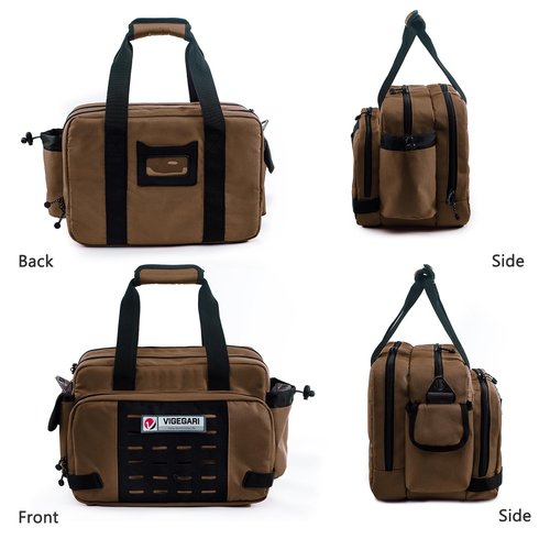 VIGEGARI Pistol Range Bag Shooting, Gun Bag for Pistols, Gun Case for Handguns, Ammo Bag, Gun Case for Handguns, Tactical Range Bag, Gun Carrying Bag, Gun Range Accessories, Triple-Compartment