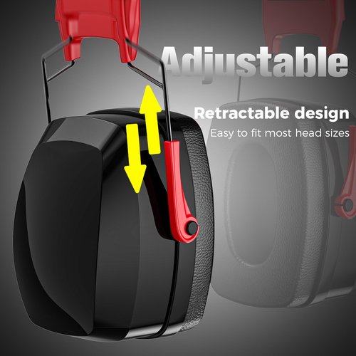 ProCase Extra Large SNR 37dB Noise Cancelling Headphones, Hearing Protection Ear Muffs for Noise Reduction NRR 35dB -Red