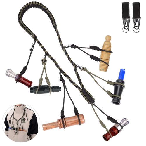 Ideagle Duck Call Lanyard, Duck Hunting Accessories with 11 Adjustable Loops, Holds 11 Duck Calls,Comfort Neck Call Lanyard for Hunting Predator Ducks-with 2 Keychains