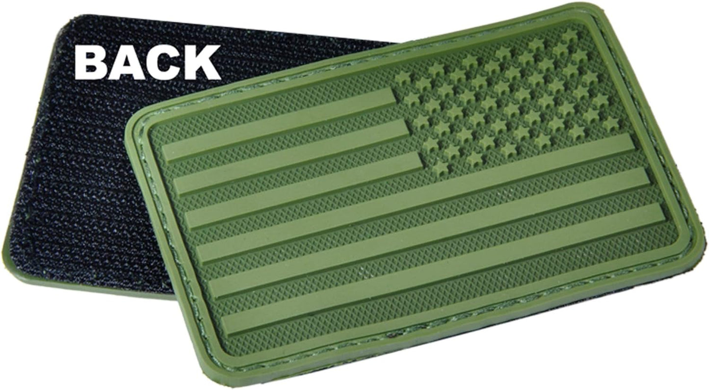 Hazard 4 US Flag Rubber 3D Morale Patch, Right Arm, Black/Grey, 3" L x 2" W x .2" D