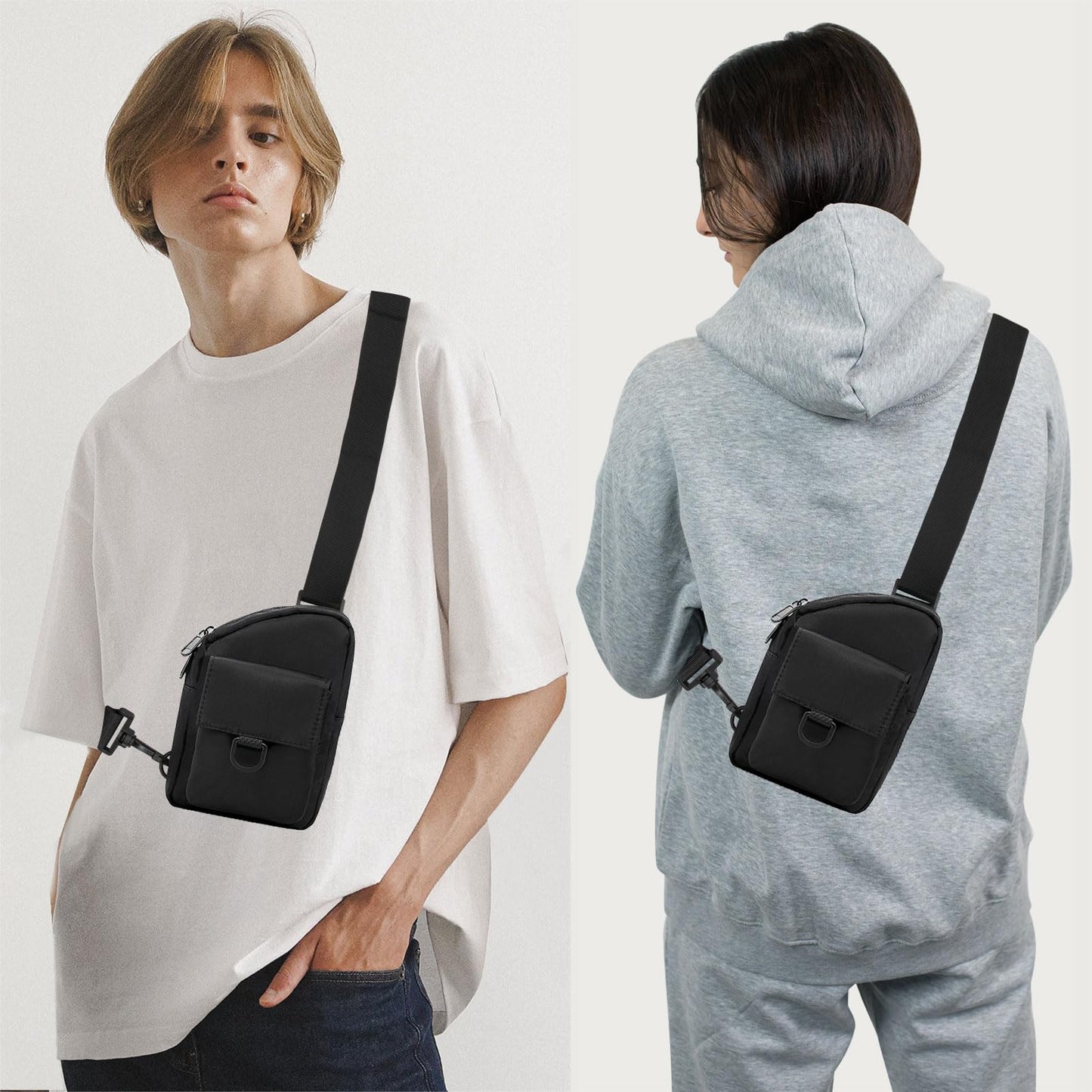 Long Keeper Small Sling Bag Crossbody Bag Men Lightweight Chest Backpack Shoulder Bags for Hiking Cycling Traveling Running (C-Black)