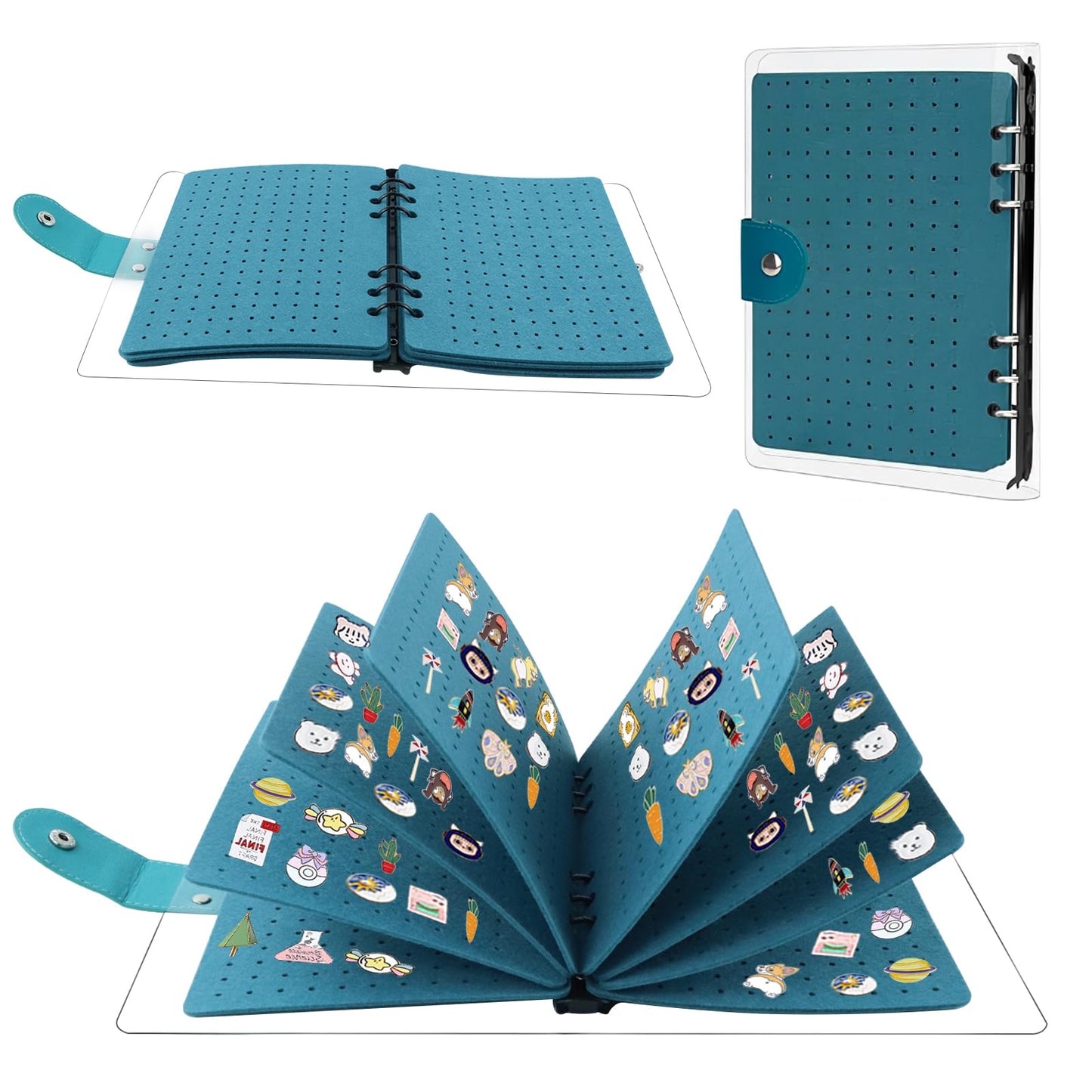 350 Pin Enamel Pin Display Binder, Clear PVC Cover Enamel Display Book Easy to Display and Trade Pins Enamel Pin Display Bag Holder for Pin Enthusiast 9.2inx6.7in (Green)