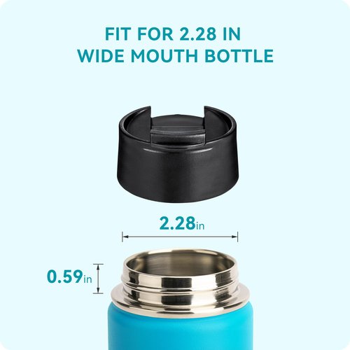 Soledea Flip Lid for Hydro Flask Wide Mouth 12/16/18/20/32/40/64 oz Bottles, Replacement Leak-Proof Lid Compatible with Thermoflask, Iron Flask, Nalgene & Other Wide Mouth Water Bottle Brands