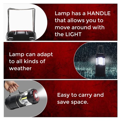 Lunabode LED Battery Powered Camping Lantern - Portable COB Hanging Lamp Lights | Waterproof Collapsible Lantern Flashlight for Tent Lights, Power Outages, Hurricane Emergency, Hiking