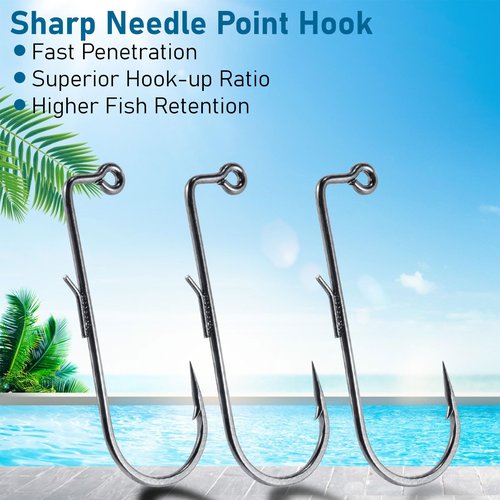 Dr.Fish 30 Pack 90 Degree Jig Hooks with Wire Keeper, Round Bend for Ned Rig, Swimbait, Bass Fishing Jig Mold Making Supplies #3/0