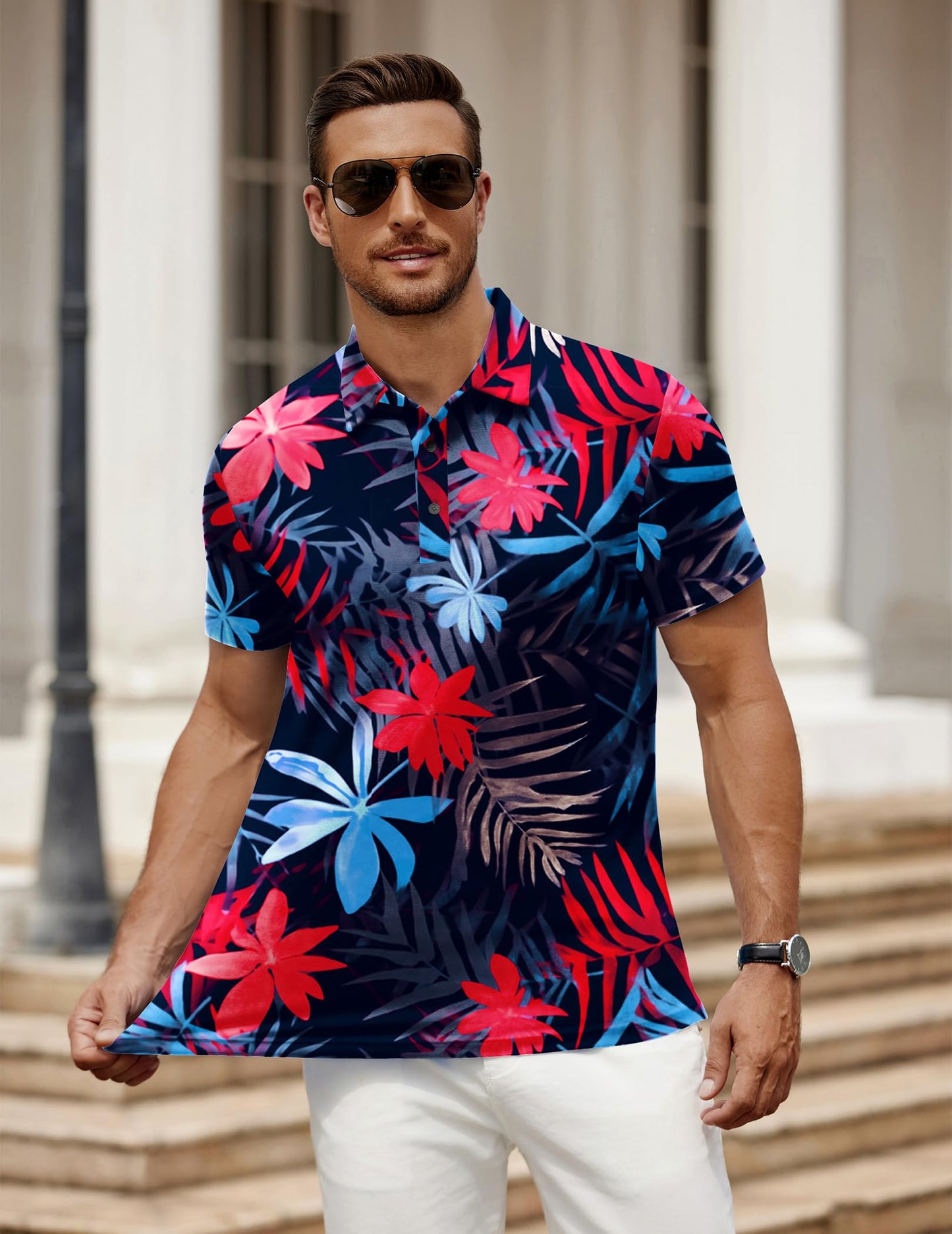 COOFANDY Golf Polo Short Sleeve Shirts for Men Casual Quick Dry Workout Work Button T-Shirt