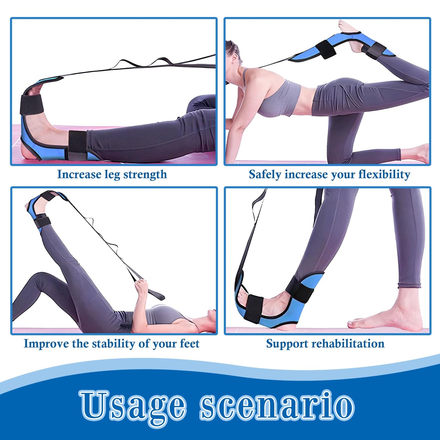 JIURUN Foot Rocker,Stretching Strap,Foot and Calf Stretcher Kit,Plantar Fasciitis Stretcher,Calf Stretcher Rocker Suitable for Stretching Legs, Thighs