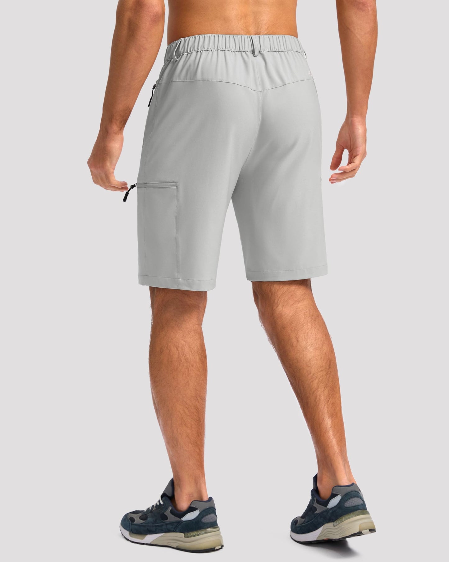 G Gradual Mens Hiking Cargo Shorts with 4 Zipper Pockets 9" Quick Dry Lightweight Casual Work Shorts for Men Golf Fishing(Bright Grey,XXL)