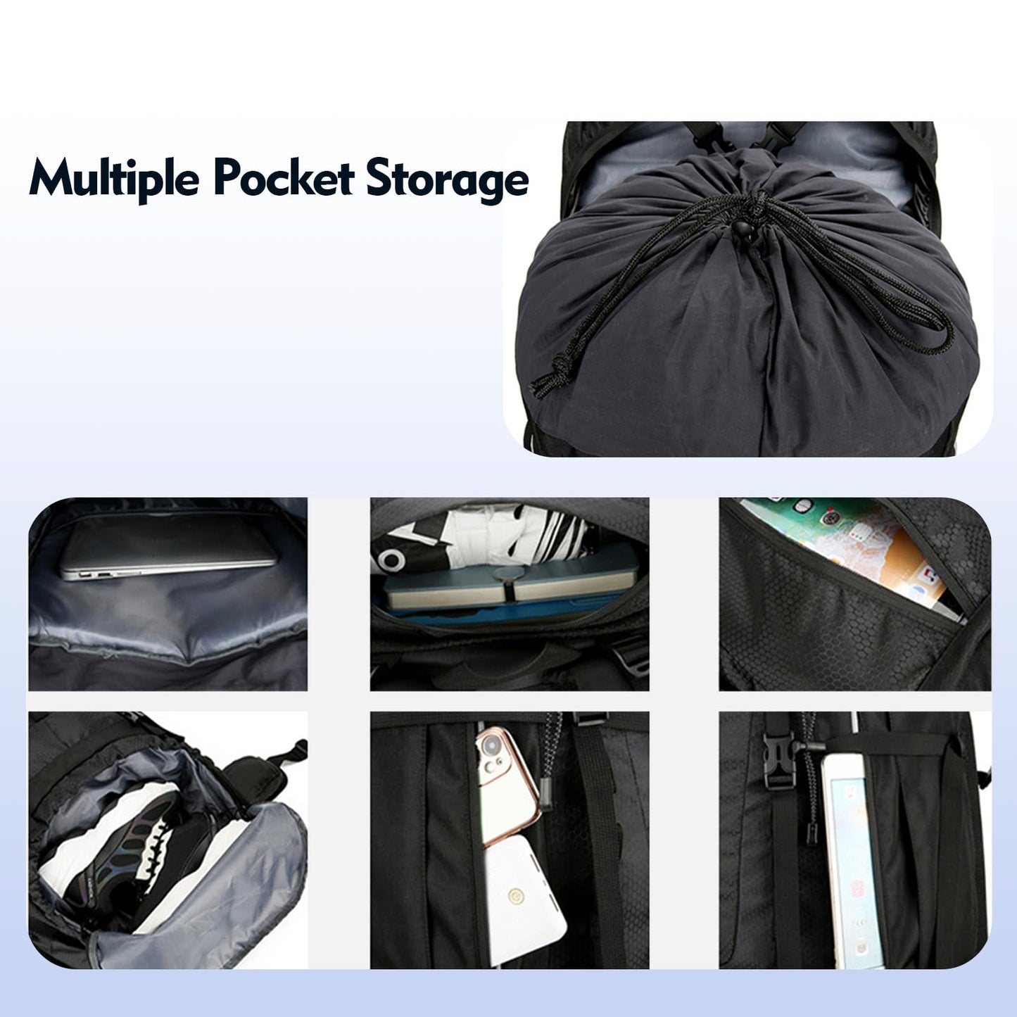 75L Hiking Backpack, Water Resistant Lightweight Outdoor Sport Daypack Travel Bag for Camping Climbing Touring (Light Blue)