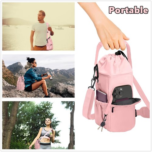 Water Bottle Sling Carrier，20/32/40 Oz Water Bottle Carrier Bag With Phone Pocket Insulated Crossbody Water Bottle Holder With Adjustable Shoulder Strap, Ideal For Hiking, Camping, And Traveling.