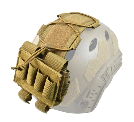 Tactical Helmet Battery Pouch Counterweight Pouch Battery Pack Balance Weight Bag and Tactical Elastic Opening Flashlight Chemlight Battery Holder with Hook&Loop for Tactical Helmet (TAN)