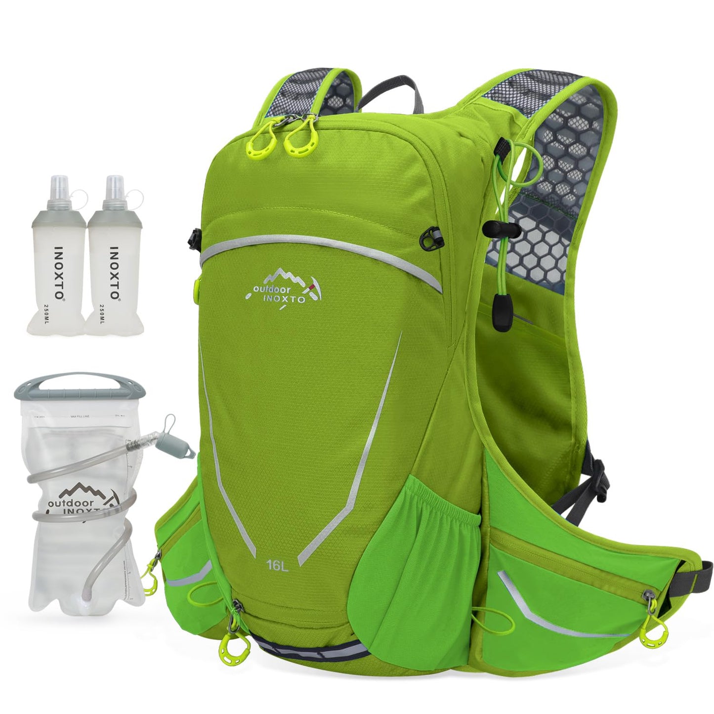 IX INOXTO 16L Hydration Backpack with Free 2-Liter Water Bladder The Lightweight Hydration Pack for Cycling (Green)