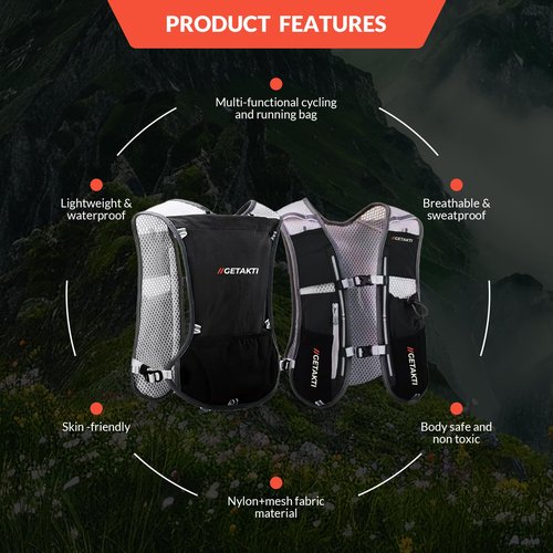Running Vest for Men and Women - Hydration Vest with 500ml Foldable Water Bottle - Lightweight Hydration Backpack for Outdoor Adventures, Trail Running, Hiking and Cycling