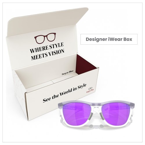 OAKLEY Frogskins Hybrid OO9289 928901 55MM Matte lilac/prizm clear/Prizm Violet Round Sunglasses for Men for Women+ Bundle Accessory Leash Kit, Microfiber Pouch