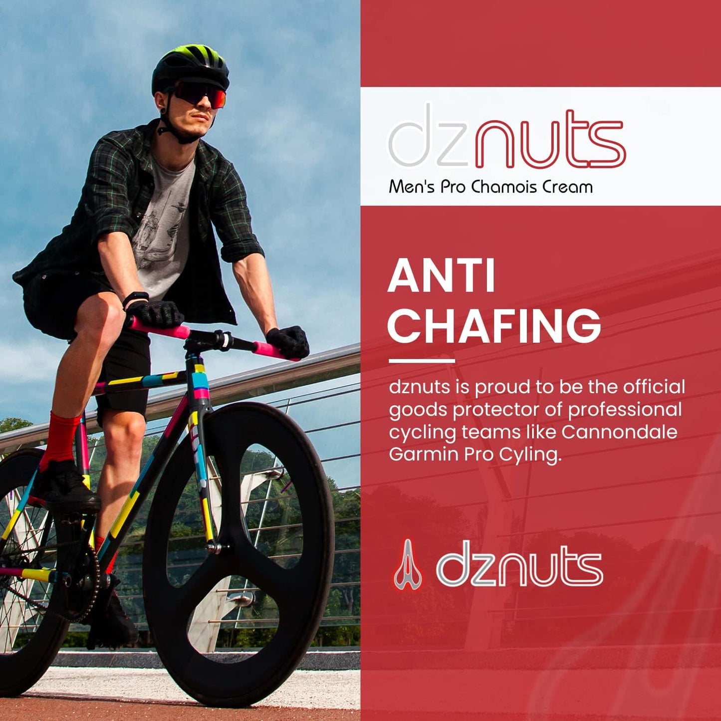 Men's Pro Chamois Cream, Anti -Chafing Cream for Saddle Sores, Chafing, Rubbing, Inner Thighs Friction for Cyclists, Runners, Triathletes