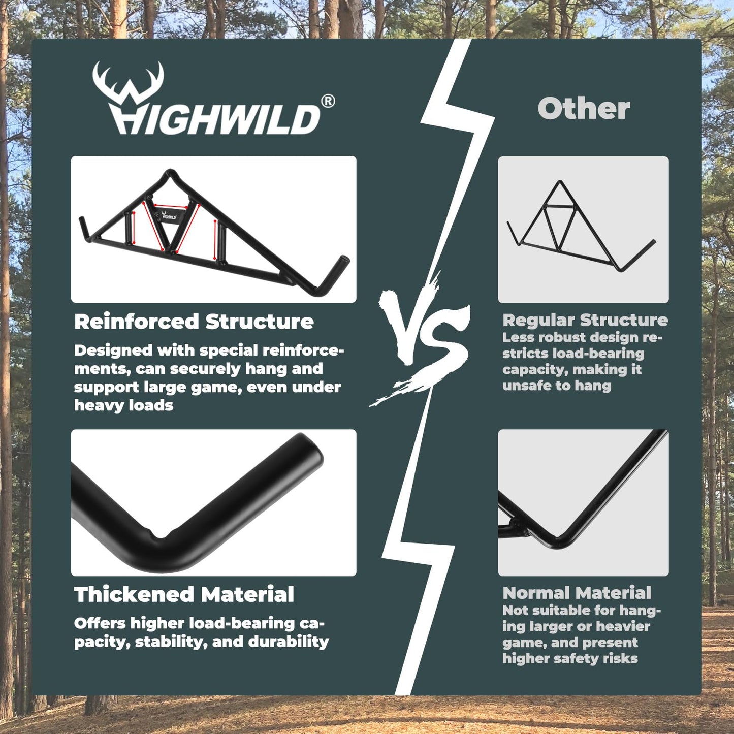 Highwild Game Hanging Gambrel & Hoist Kit with Pulleys & Rope - 1600 lbs