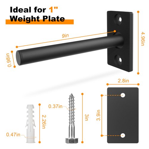 MIUONO Weight Plate Holder for 2" Olympic Weigh Plates and Weight Plate Rack for 1" Plates Bundle