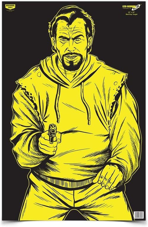 Birchwood Casey 23" x 35" Eze-Scorer Bad Guy Shoot-Up Brilliant White Paper Training Targets for Indoor and Outdoor Use