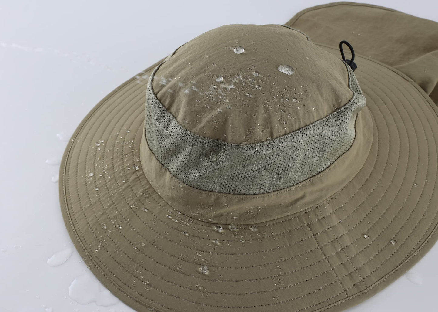 Home Prefer Outdoor UPF50+ Mesh Sun Hat Wide Brim Fishing Hat with Neck Flap (Light Vert Khaki)