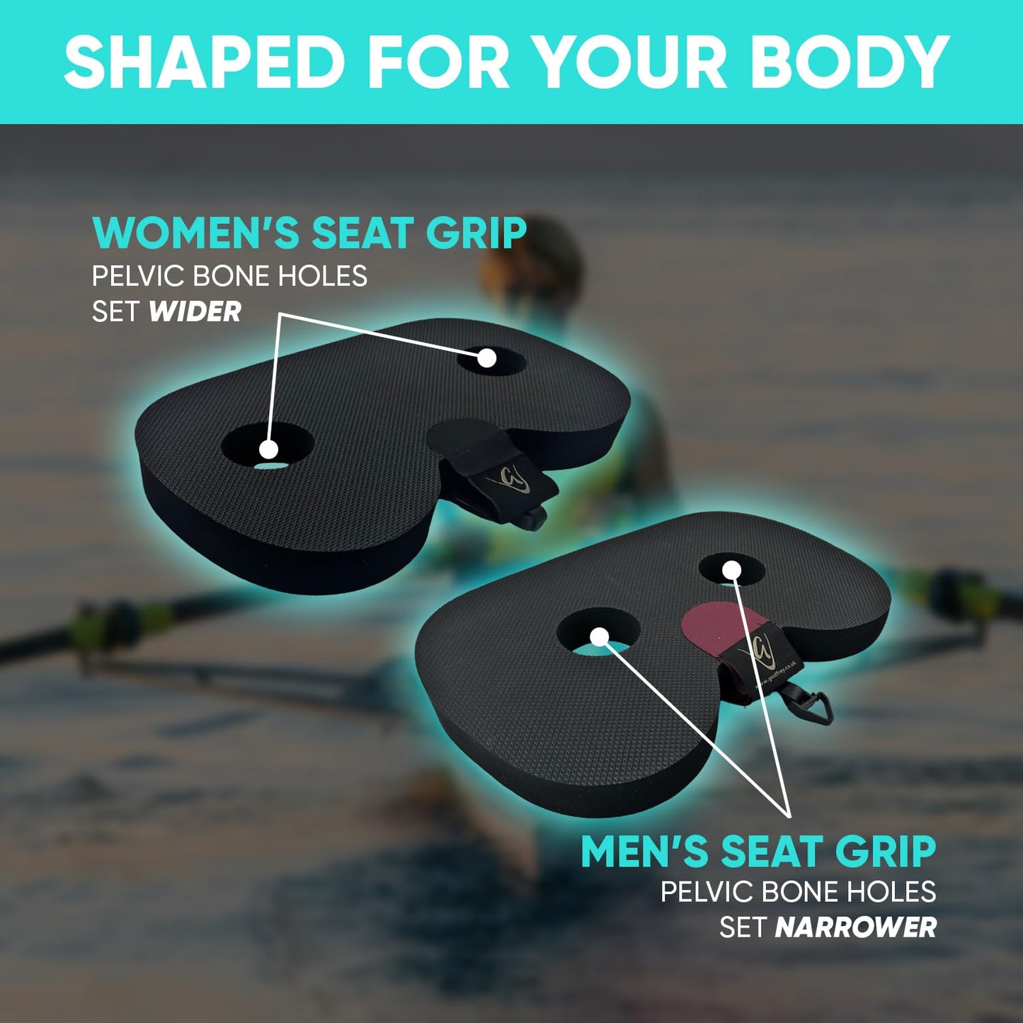 Godfrey Booster Rowing Boat Seat Pad for Women - Anti-Slip Rower Pad for in-Boat, Concept2, Water Rowers & Rowing Machines -with Clip