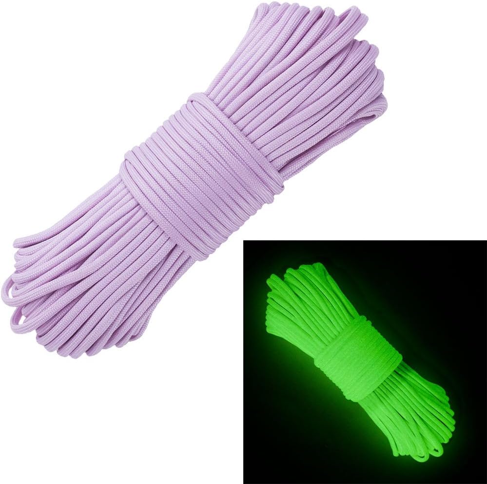 Glow in The Dark 550 Paracord - 100 Feet - 21 Strand - 10 Color Options