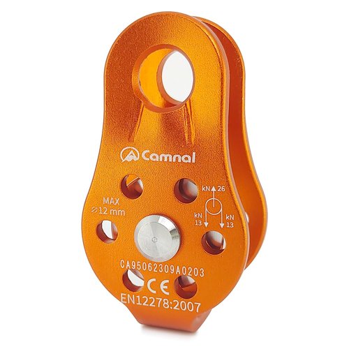 EMMRAGNO 26KN Climbing Fixed Plate Micro Pulley, General Purpose Small Single Sheave Hauling Pulley for Rock Climbing, Rappelling, Zipline Sports Etc (Orange, Pack of 1)